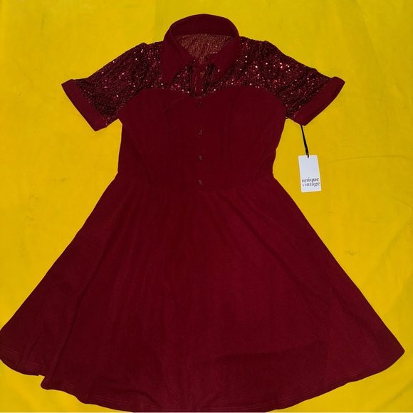Holiday Unique Vintage Red Sequin Dress 1X - Picture 2 of 8